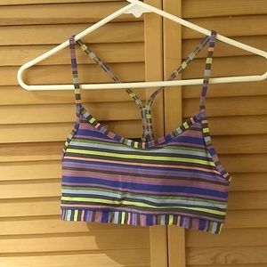 Lululemon flow y sports bra 4 stripes purple green